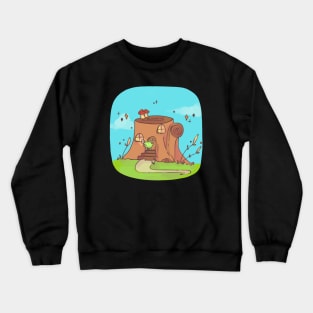 Fairy frog tree trunk home Crewneck Sweatshirt